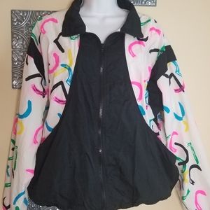 Vintage! Sergio Valenti 80s 90s Zip Up Neon Windbreaker Jacket Sz L
